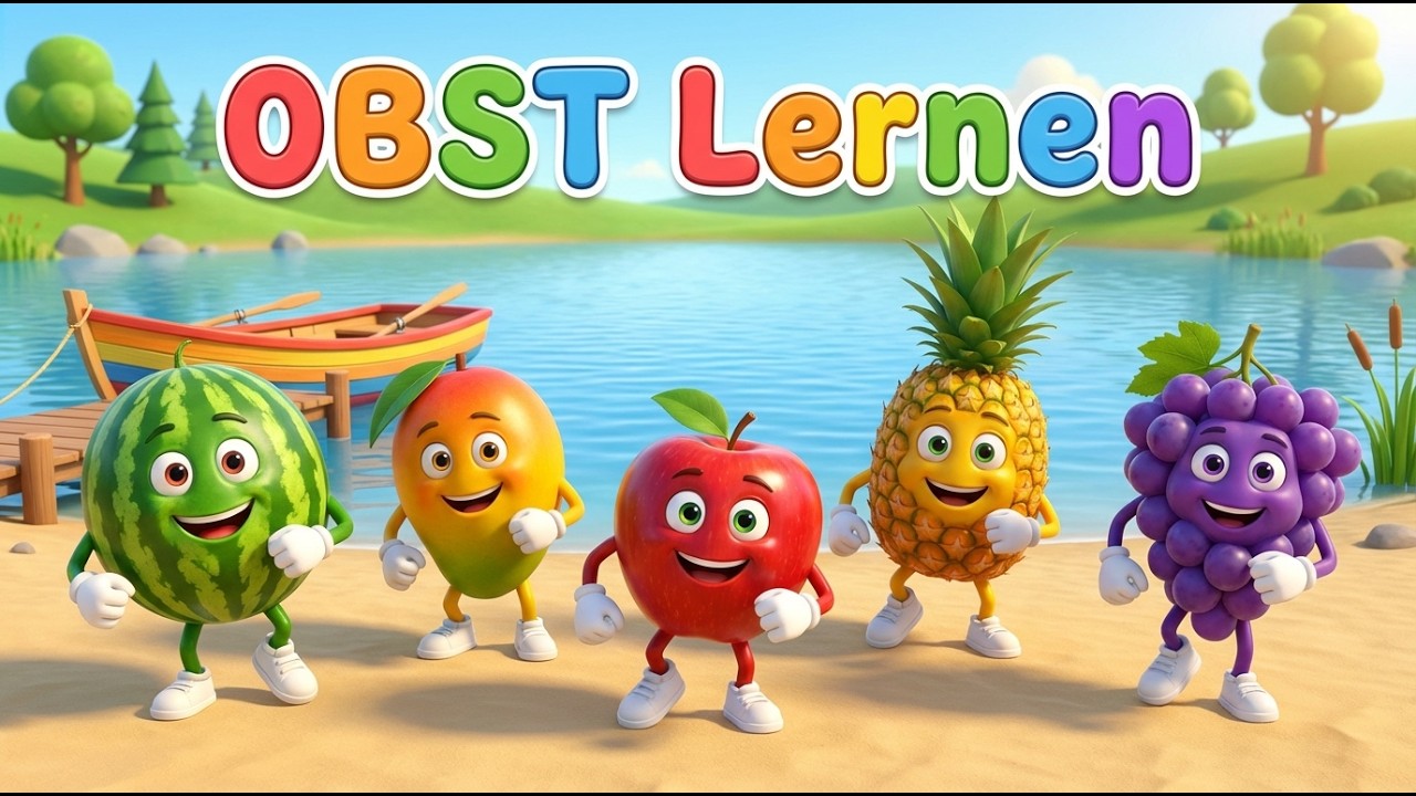Bildung für Kleinkinder: Obstsorten und Farben lernen – Deutsch singen und verstehen