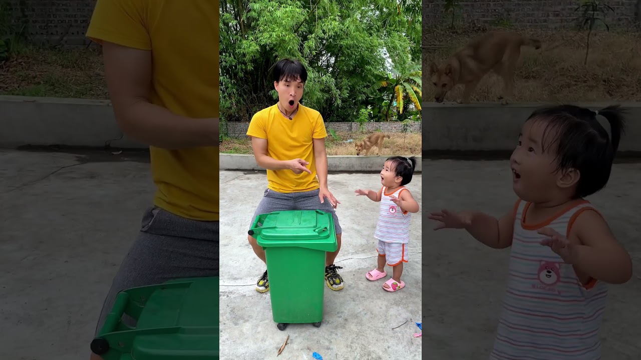 Magic show with trash can2😲🤪🤣| Kem Family Shorts #shorts