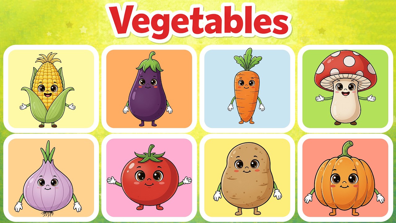 Vegetable Names for Kids | Learn 10 Vegetables in English | Educational Animation for Children