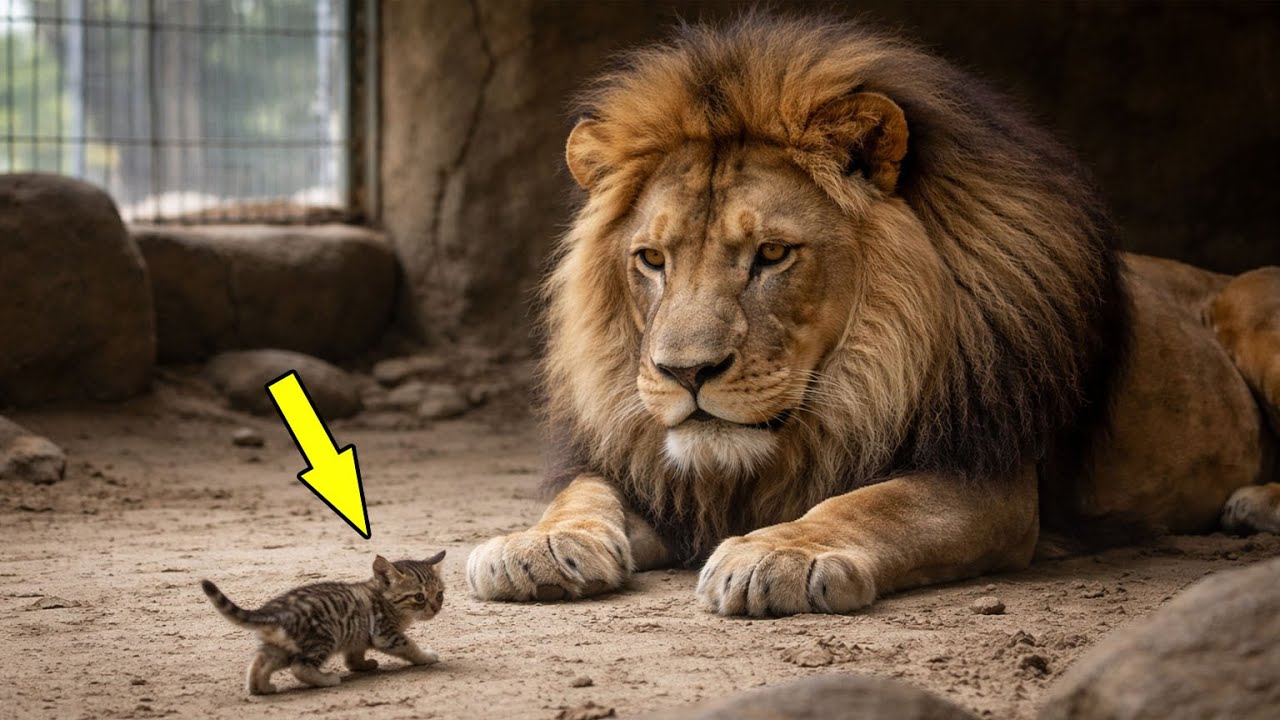 This Silent Lion Stayed Mute For Two Years—Until A Tiny Kitten Curled Beside Him