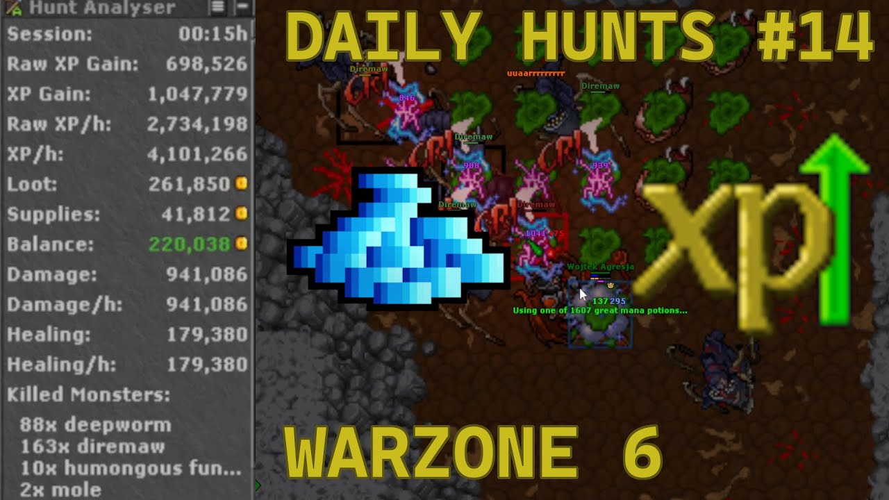 Tibia | Monk 443 | Warzone 6 | Daily Hunt #14