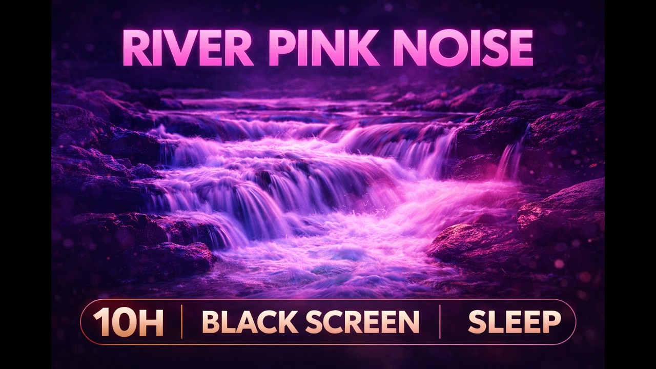10H Pink River Noise for Sleep | Black Screen Relaxing River Pink Noise