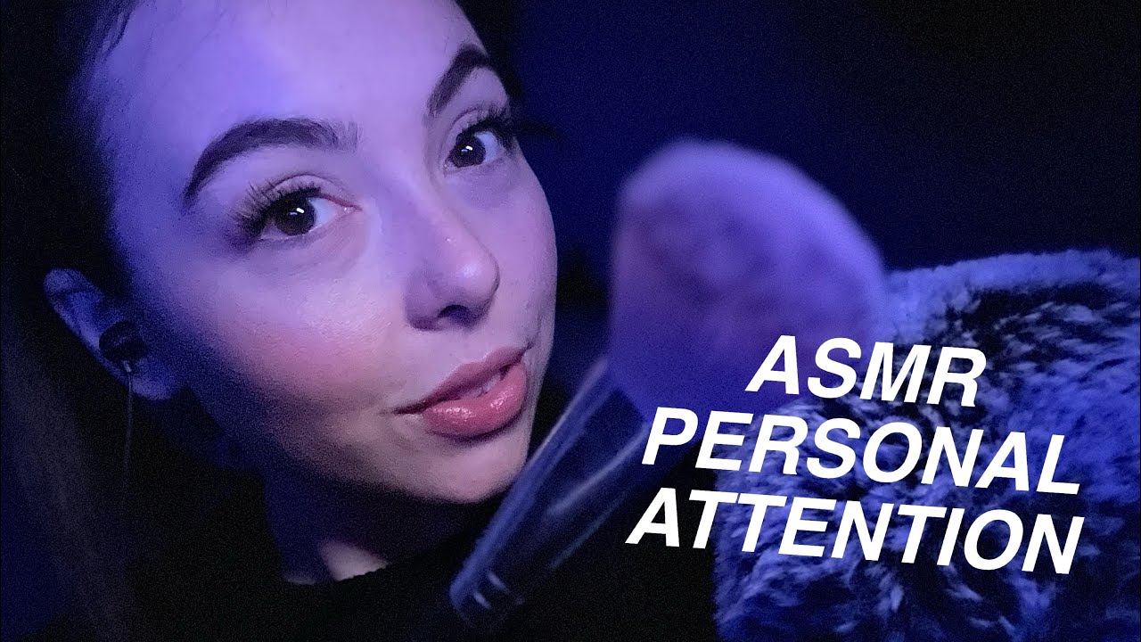 ASMR BRUSHING YOUR FACE | personal attention and inaudible whispering