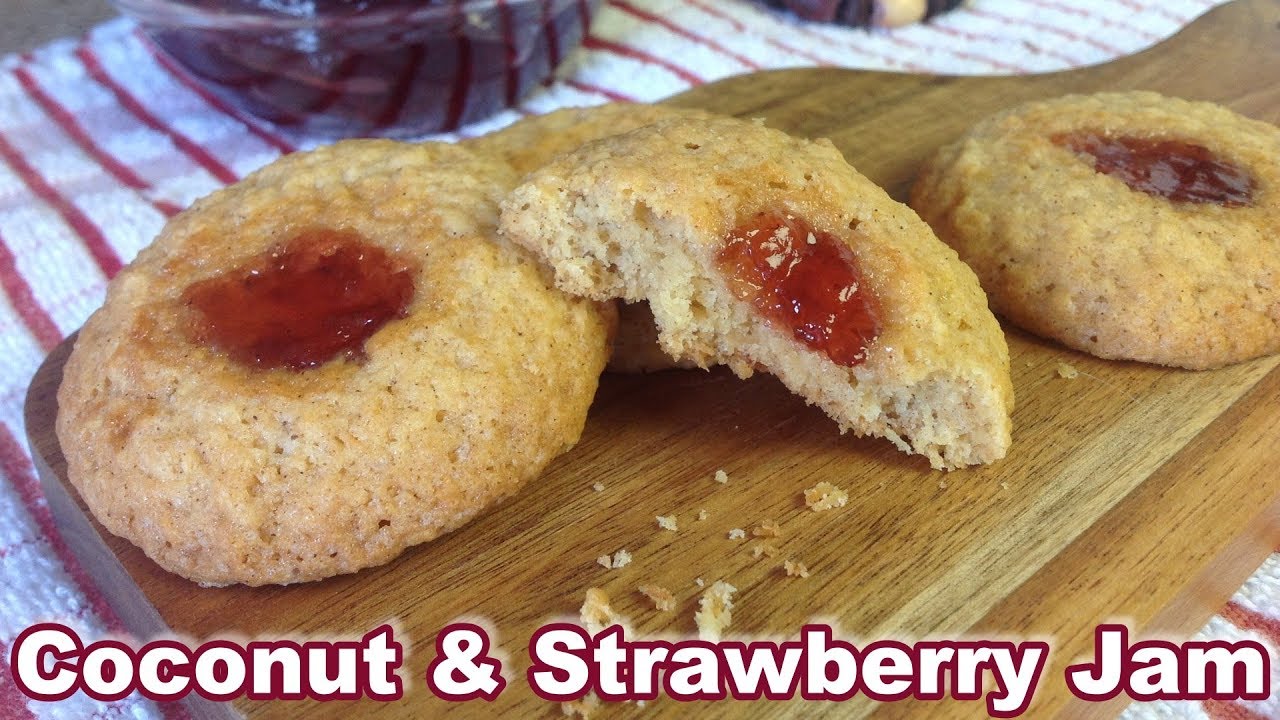 Coconut and Strawberry Jam Cookies Recipe