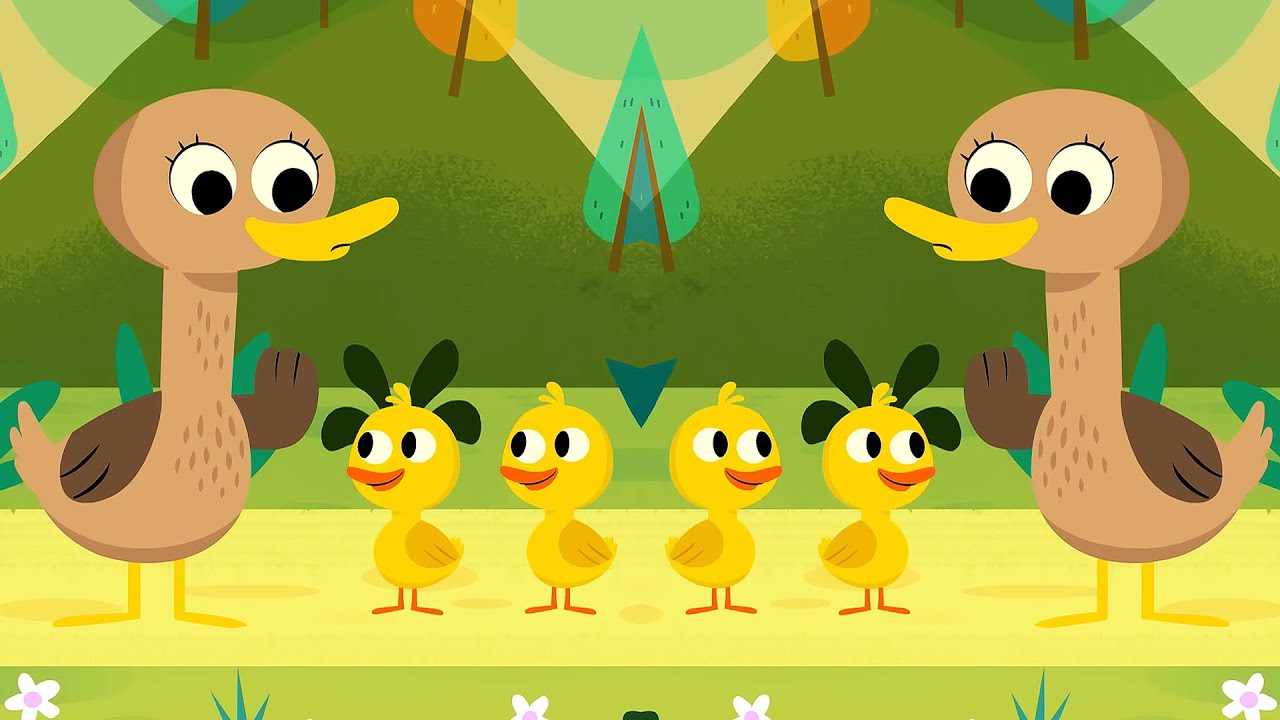 Five Little Ducks 🦆 1 Min Loop Nursery Rhyme With Lyrics | Bright 3D Cartoon Song for Kids & Babies