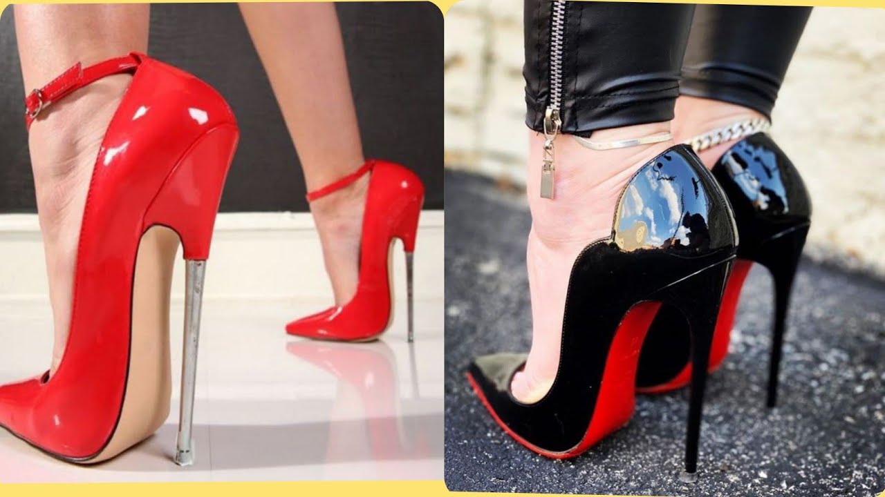 Dousty & high heels women's pumps 18cm 7 inch stilettos sharp toe ankle wrap high heel spiked metal
