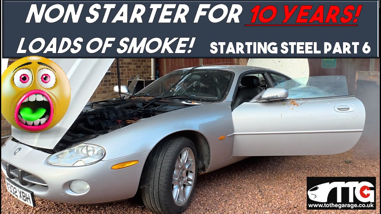 Starting 'Steel' pt 6. Broken Jaguar XK8 nobody has started in TEN years! Loads of smoke everywhere!
