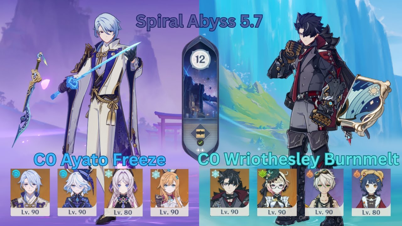 C0 Ayato Freeze & C0 Wriothesley Burnmelt | Genshin Impact | Spiral Abyss 5.7 Floor 12