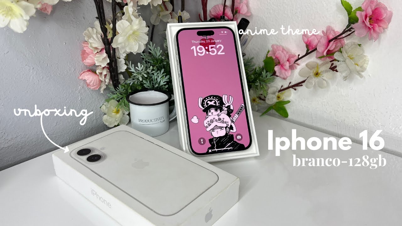 iphone 16 white unboxing 🪐🤍aesthetic ios 18+ anime theme