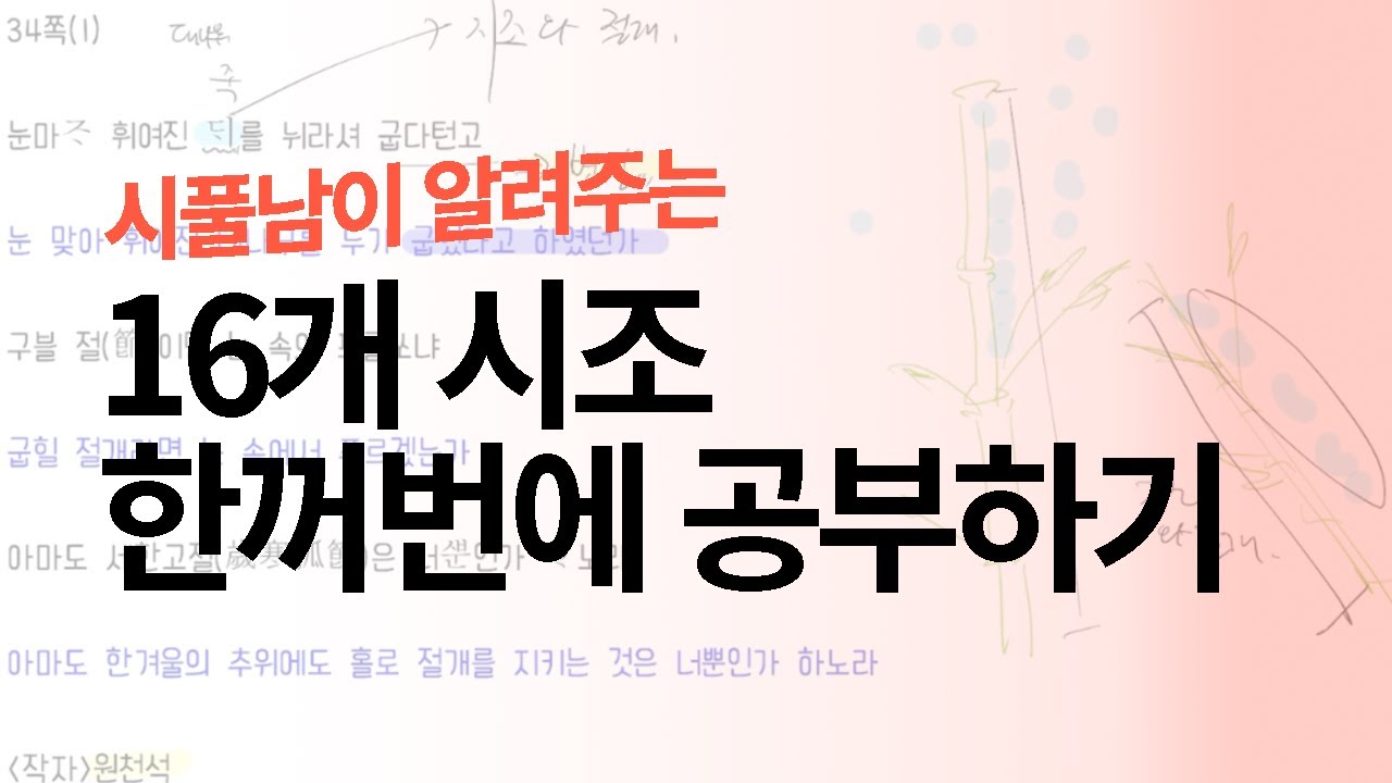 시풀남이 알려주는 16개 시조 한꺼번에 공부하기