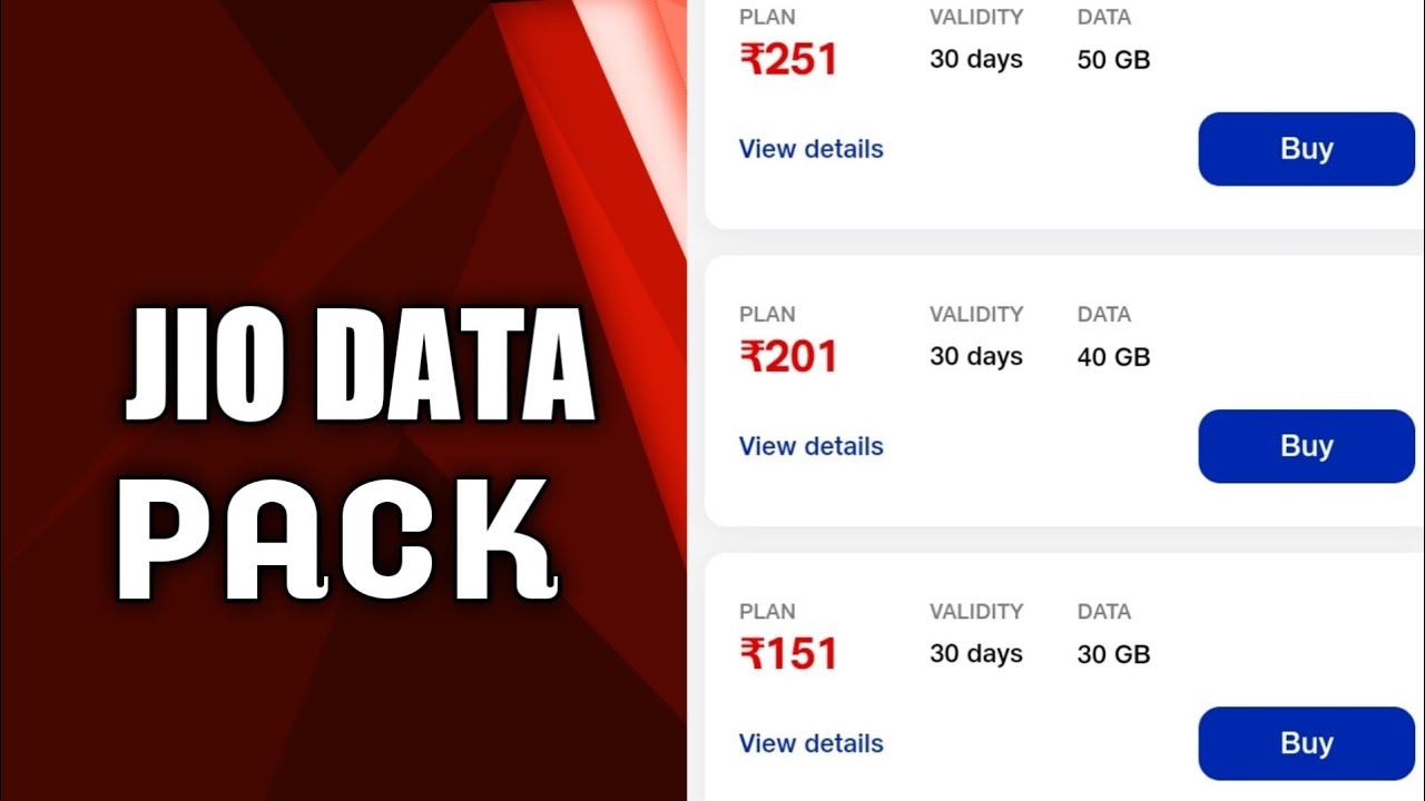 Jio data pack | jio work from home plan | jio 30gb data pack