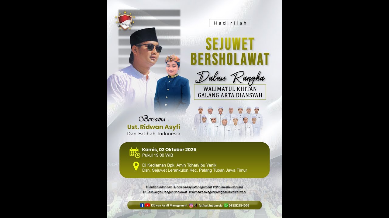 [LIVE] SEJUWET BERSHOLAWAT BERSAMA UST. RIDWAN ASYFI FATIHAH INDONESIA