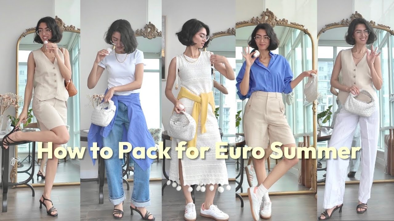 Euro Summer Outfit Ideas!! How to Pack light while traveling (8 Pieces ➡️ 12 Outfits)