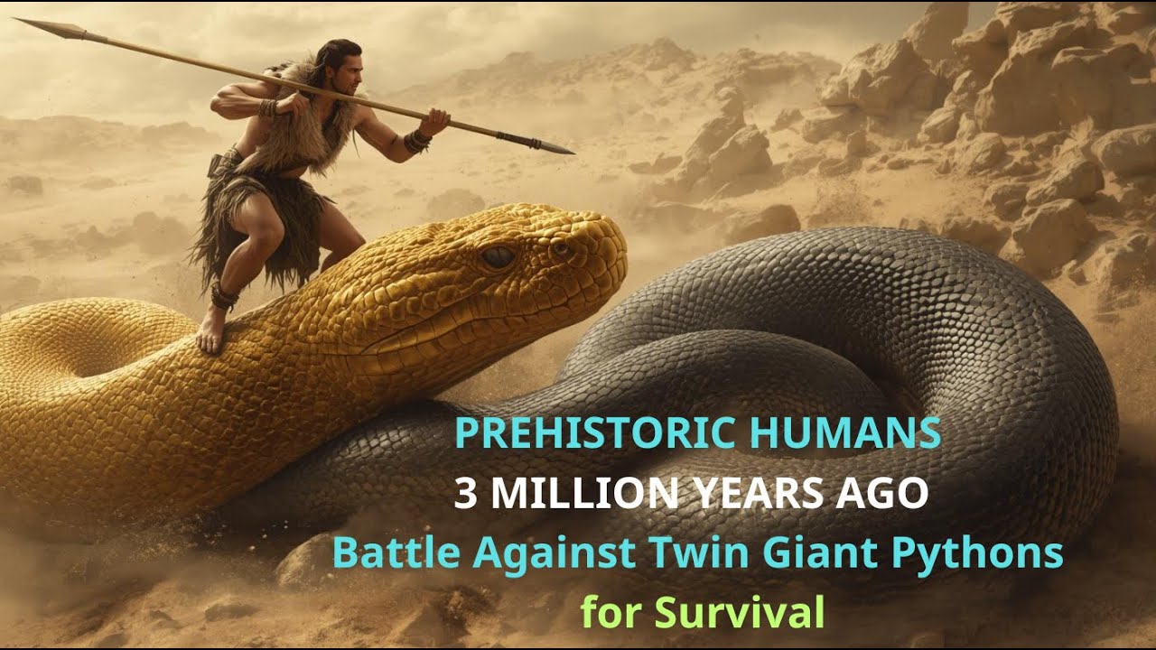 {PREHISTORIC HUMANS} 3 MILLION YEARS AGO - Battle Against Twin Giant Pythons for survival