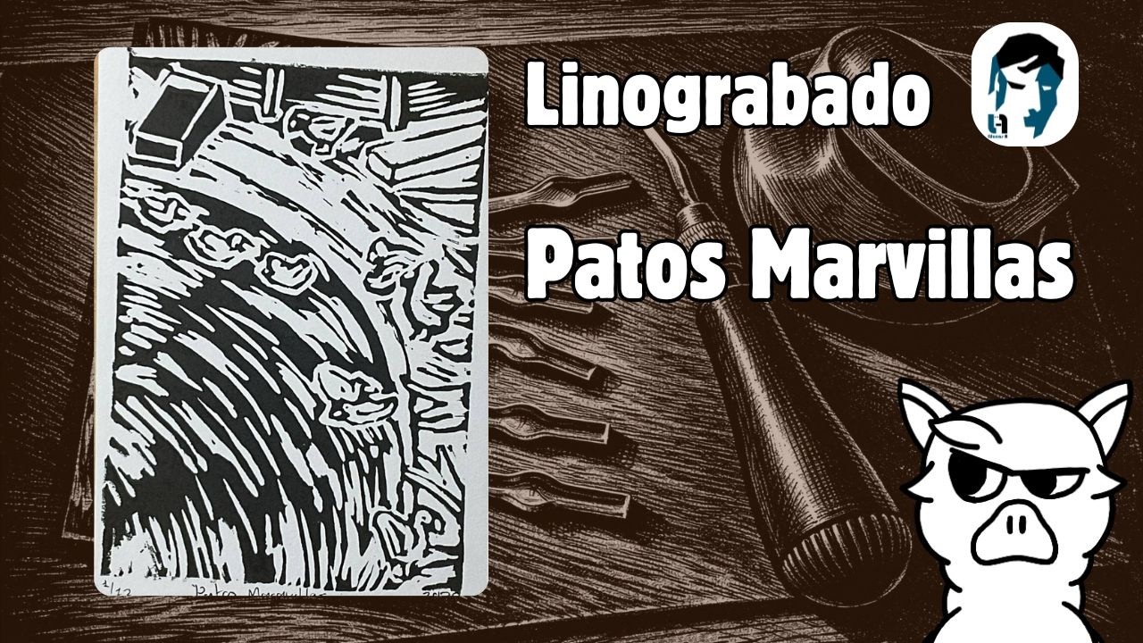Patos Maravillas. Linograbado.