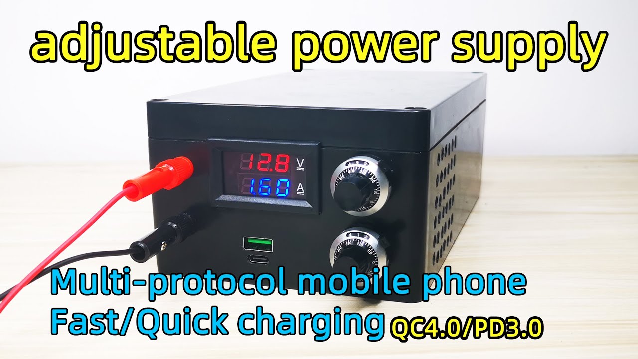 DIY adjustable power supply 1.2-24V/0-9A and Multi-protocol Fast/Quick charging QC4.0/PD3.0