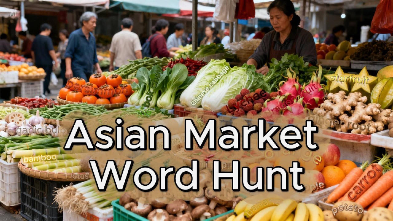 Asian Market Challenge – Learn English & Spot 20 Hidden Words