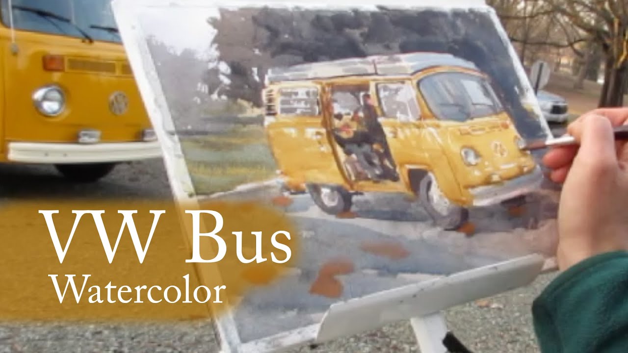 1976 VW Bus Watercolor Sketch