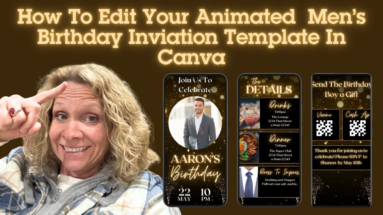 How To Edit Your Men's Animated Birthday Dinner Invitation In Canva