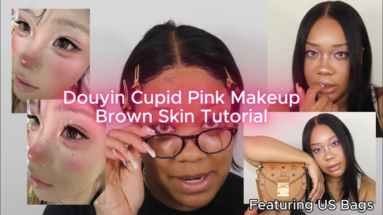 Douyin Cupid Pink 💘💘 Makeup on Brown Skin | Black Girl Tries Ft. US Bags #douyin #makeup #ad
