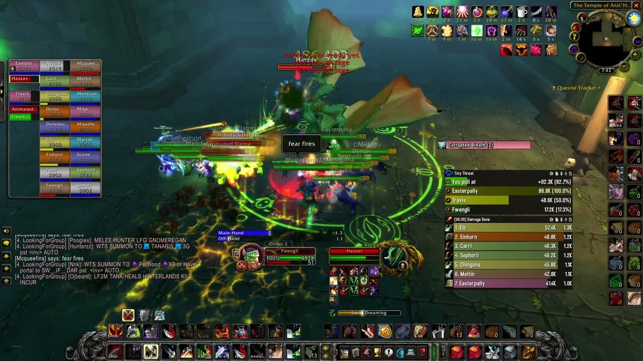 WoW Classic SoD fury warrior pve Sunken Temple Hazzaz & Morphaz kill 4