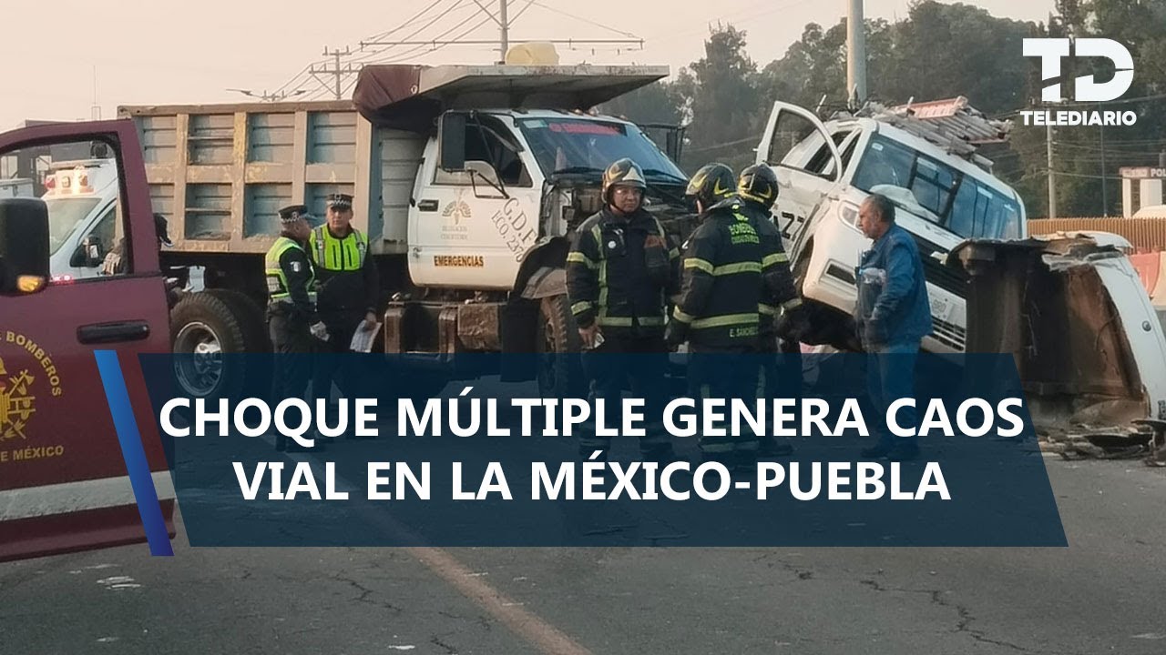 Choque múltiple deja severa afectación vial en la autopista México-Puebla