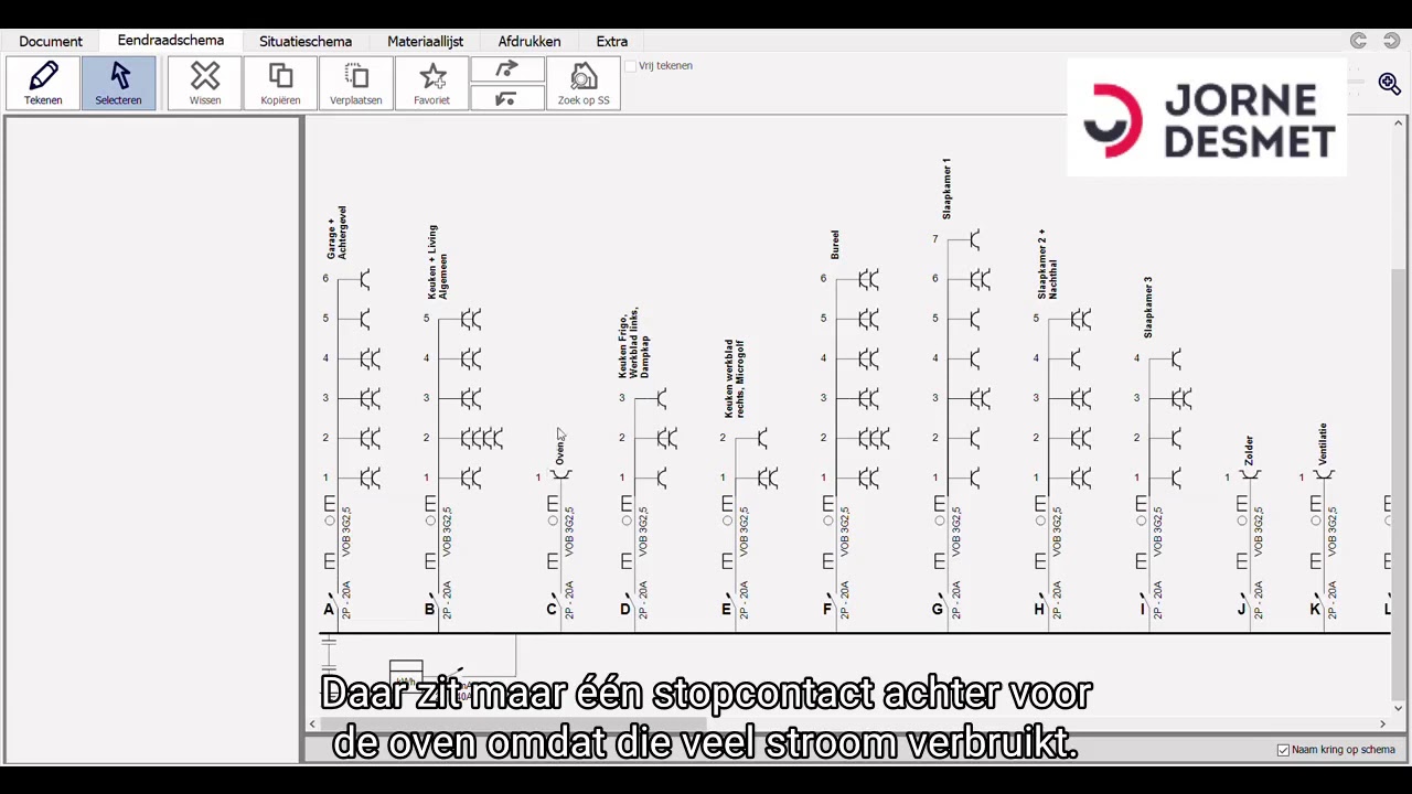 Hoe een eendraadschema (elektrisch schema) tekenen?