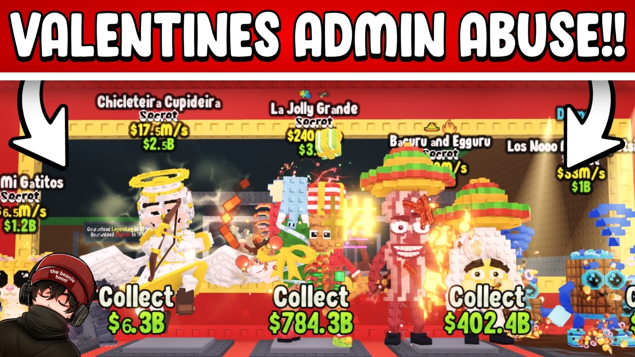 I STOLE INSANE LOOT DURING VALENTINE'S ADMIN ABUSE USING “BEANIE METHOD!”  | STEAL A BRAINROT