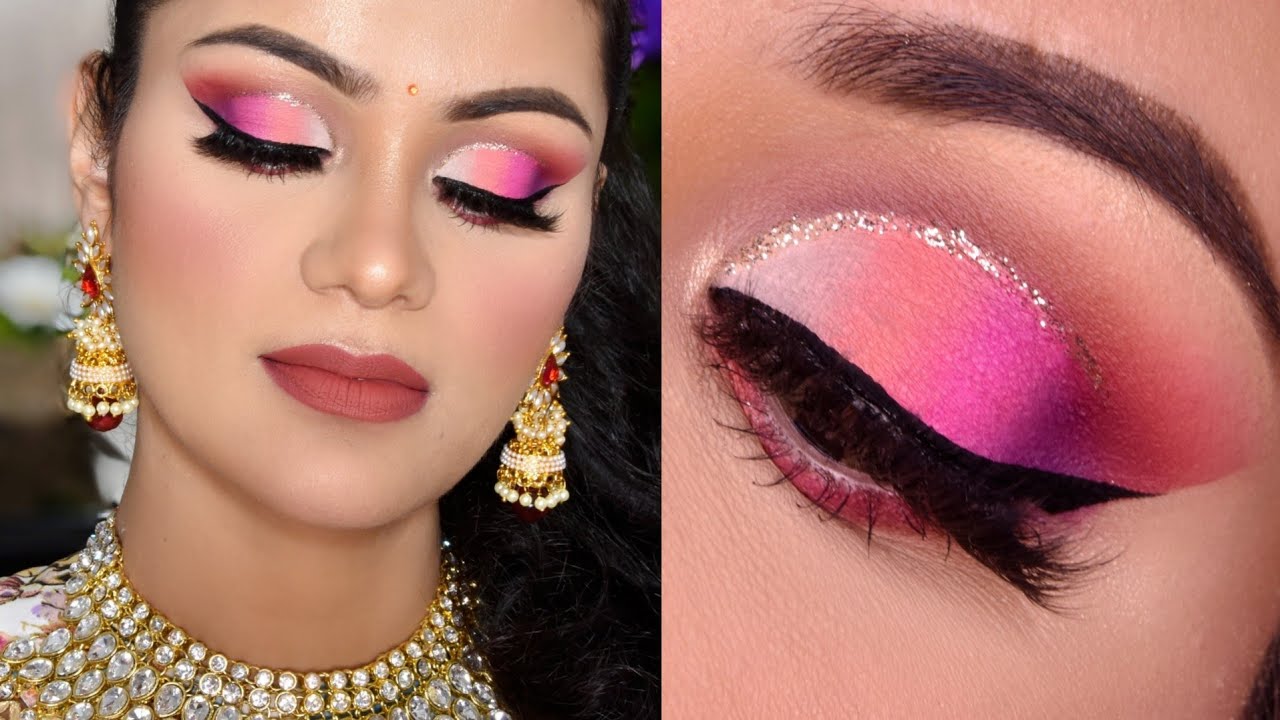 INDIAN WEDDING GUEST Makeup Tutorial शादी के लिए पिंक आईशैडो मेकअप