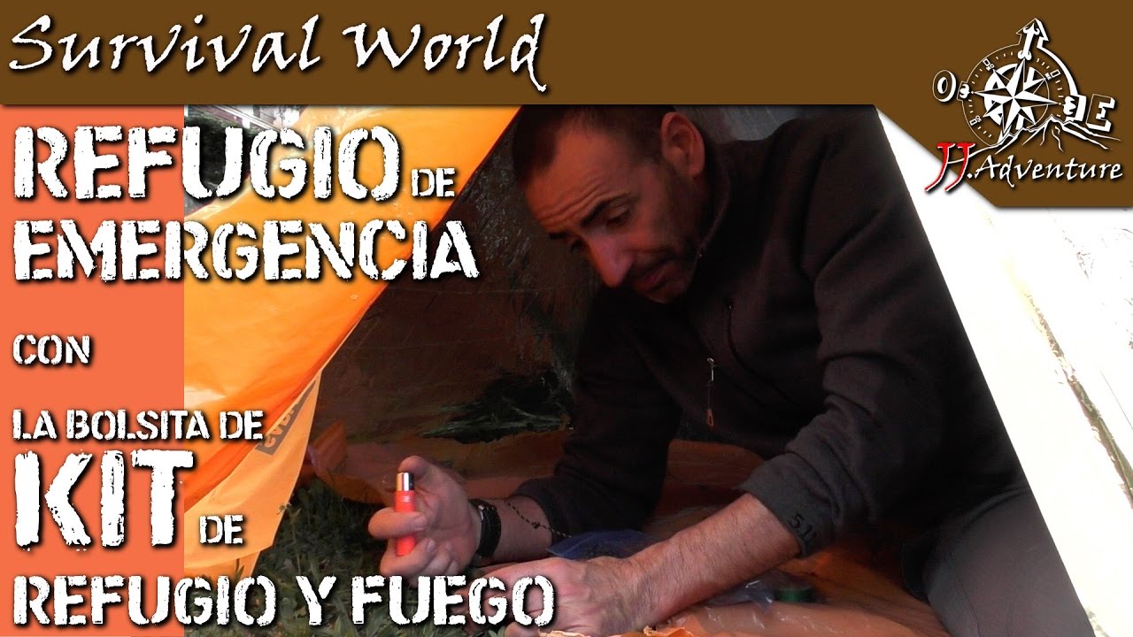Refugio de emergencia con Kit minimalista de REFUGIO Y FUEGO / Supervivencia - Bushcraft