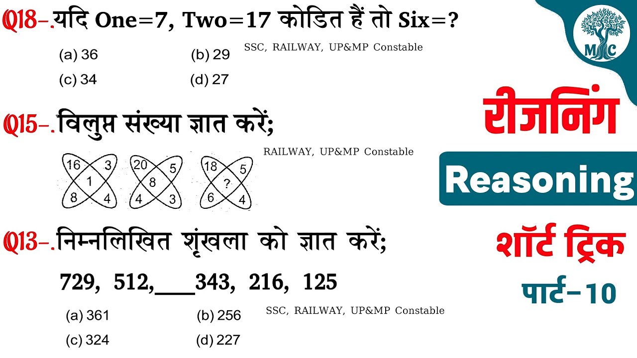 REASONING प्रैक्टिस Set→10 || UP&MP Constable | SSC | NTPC—Group—D || Mori Classes