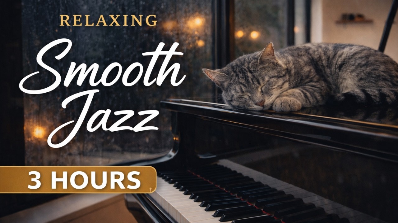 Sleeping Cat on Piano ☔ 3 Hours Smooth Jazz for Deep Focus & Study