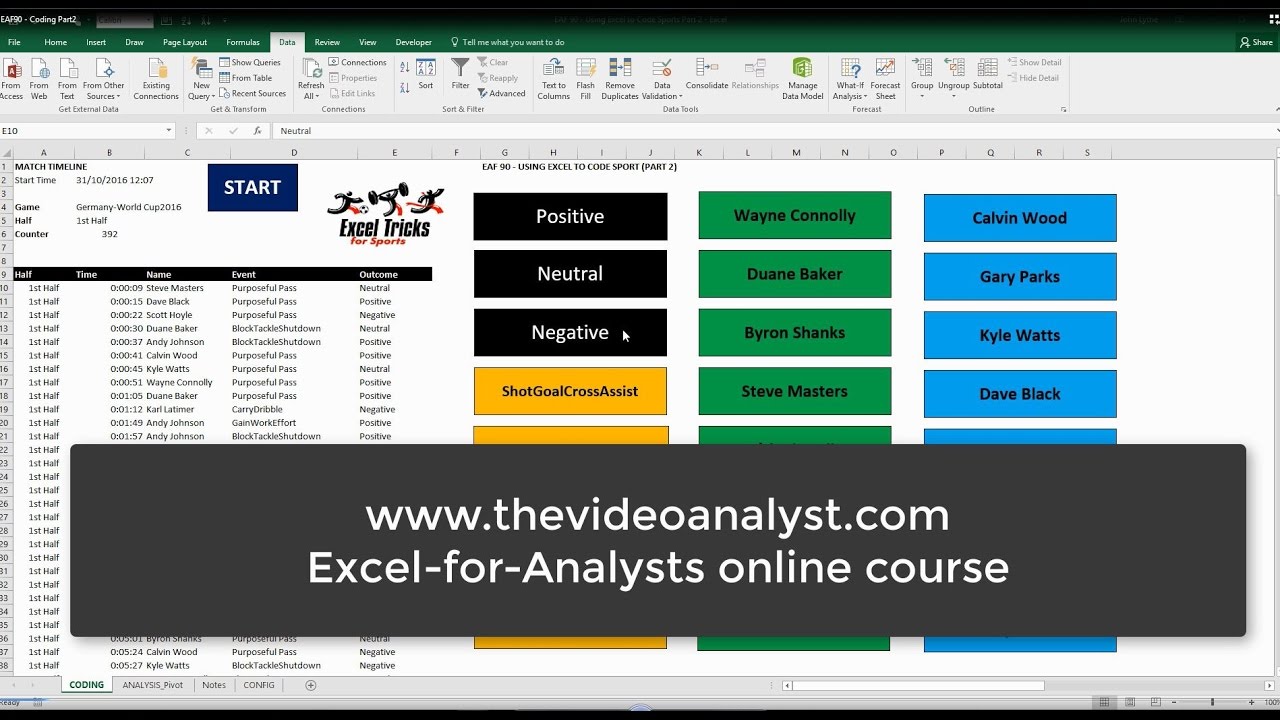 EAF #90 - Using Excel to Code Sport - Part 2 -Assign Position Specific Ratings