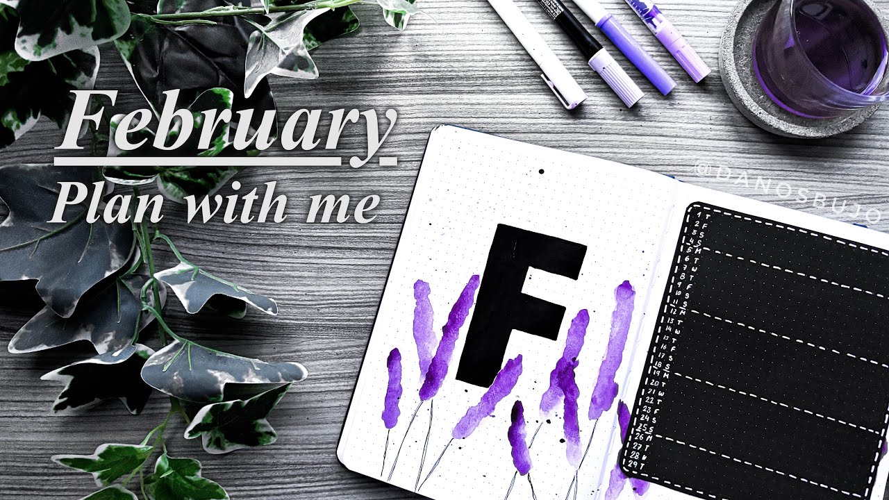 PLAN WITH ME | February 2024 Bullet Journal Setup | 🪻 Lavender Theme 🪻 | Dano's Bujo