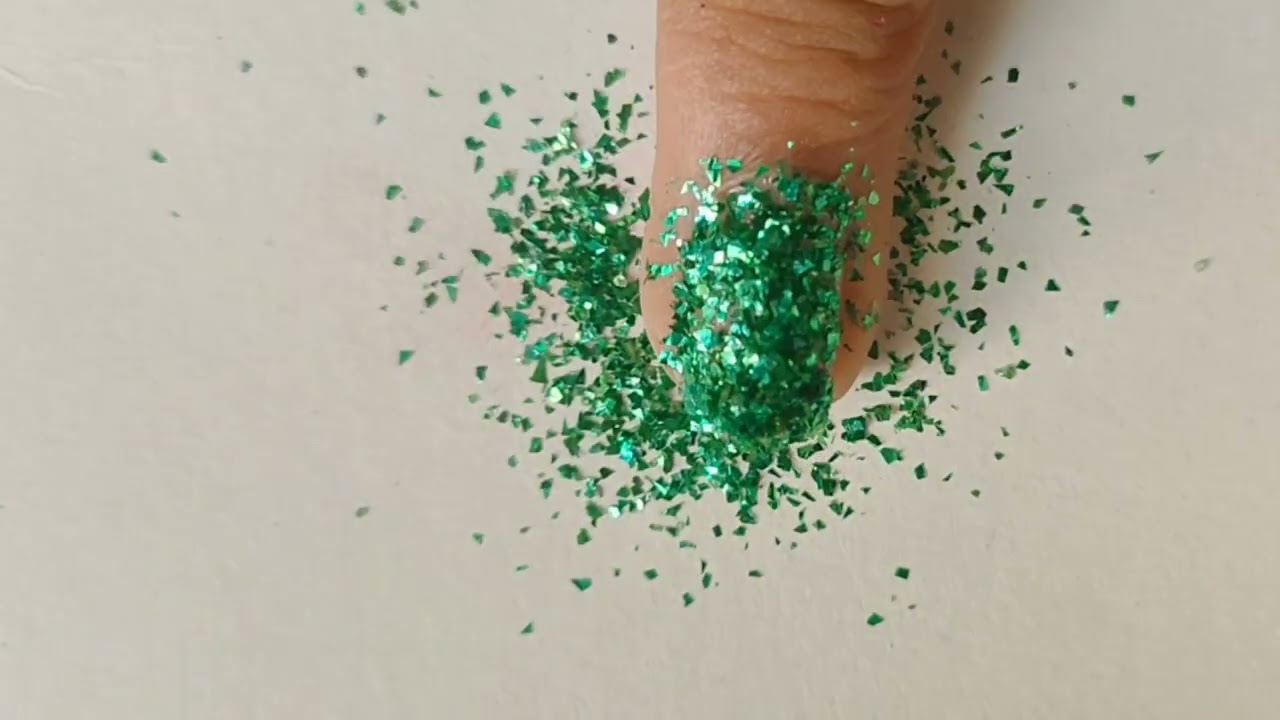 How to apply glitter in nail#green#art