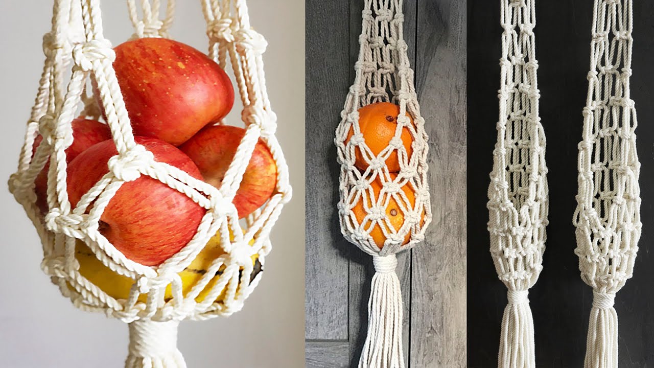 DIY Macrame Hanging Basket - Macrame Fruit Hanger - Easy Macrame for Beginner - Macrame Wall Hanging