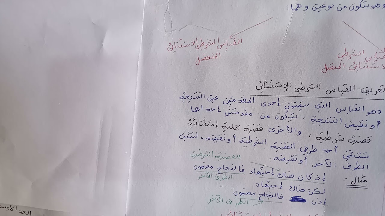 ملخص درس الاستدلال الجزء٢