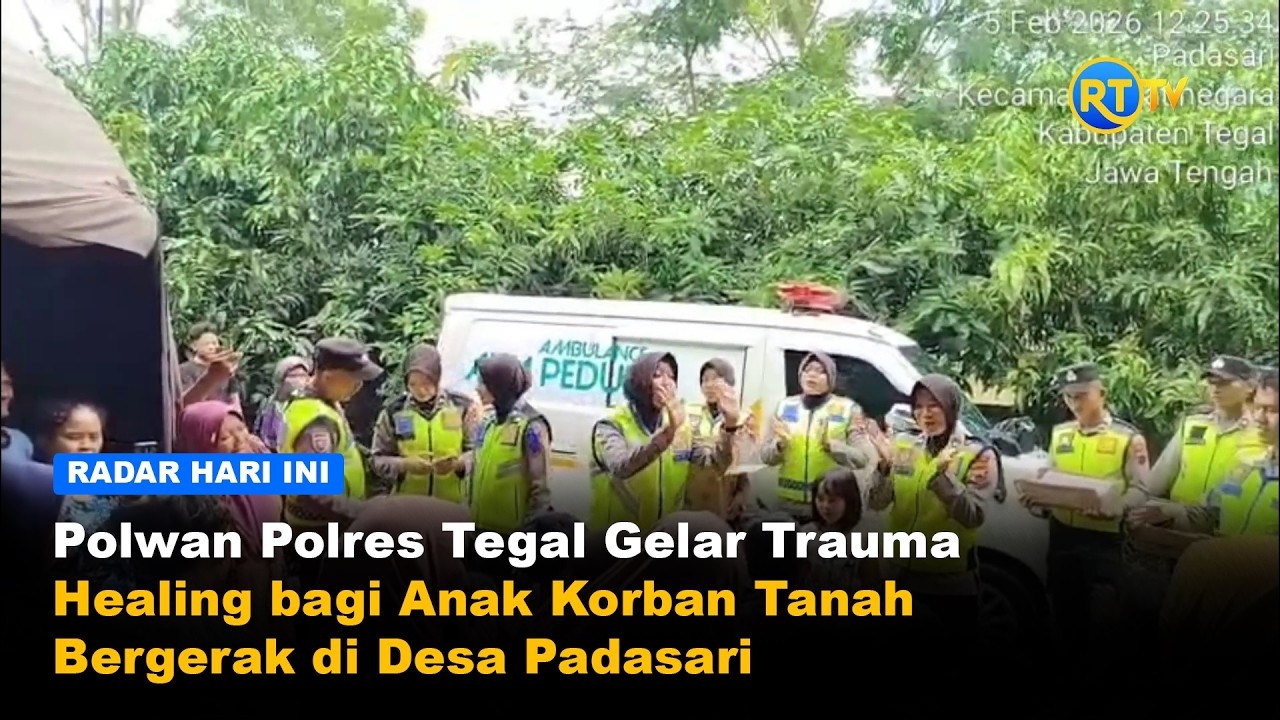 Polwan Polres Tegal Gelar Trauma Healing bagi Anak Korban Tanah Bergerak di Desa Padasari