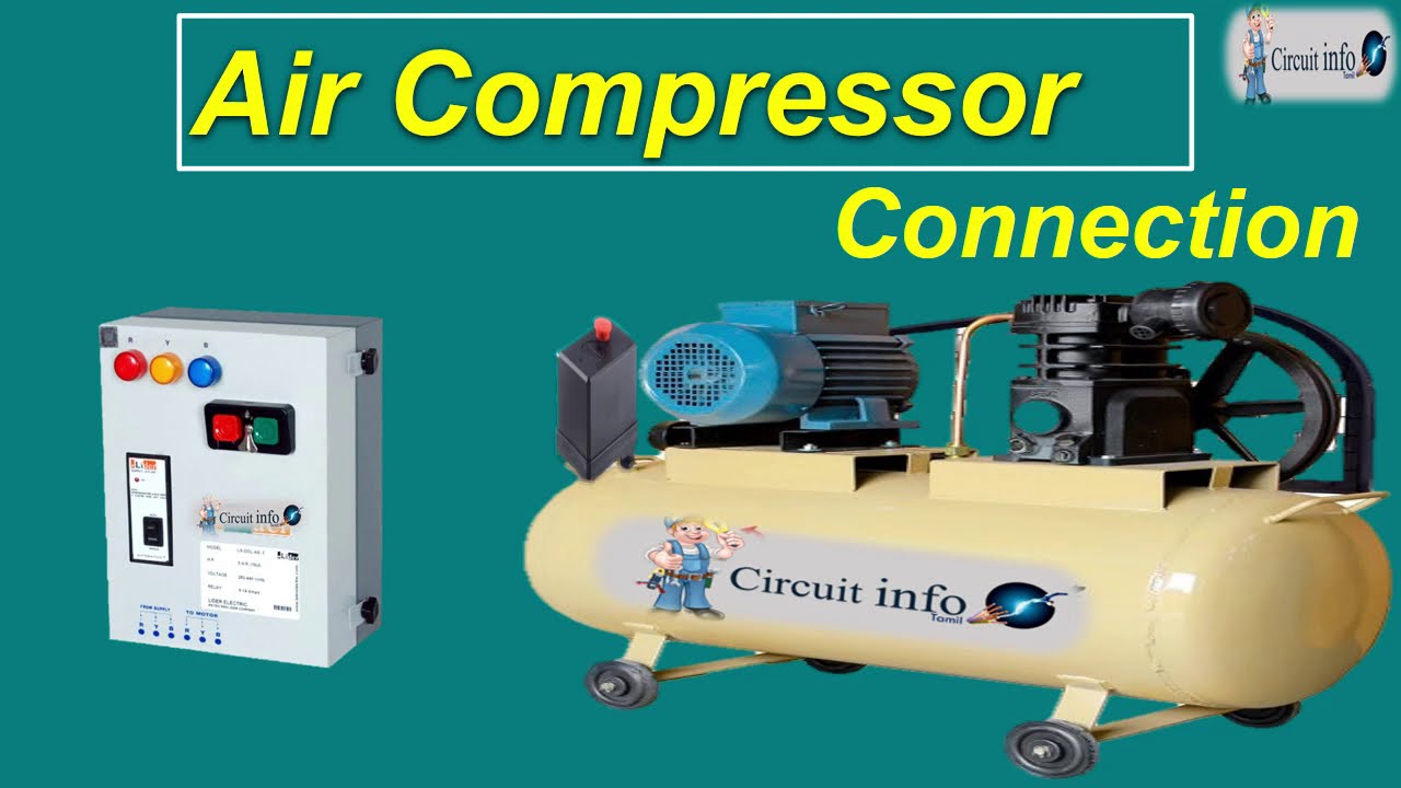 Air Compressor Starter wiring Diagram / Starter with  Compressor Motor wiring / Pressure  switch