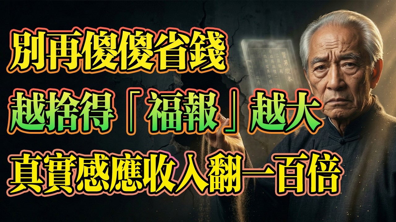 南懷瑾開示：「財佈施」真實感應，收入直接翻了一百倍，越捨得「福報」越大，一個零成本的積福法門！#南懷瑾 #因果業力 #命由心轉 #家運風水 #漏財 #財富 #財運 #改命 #阿彌陀佛 #有求必應