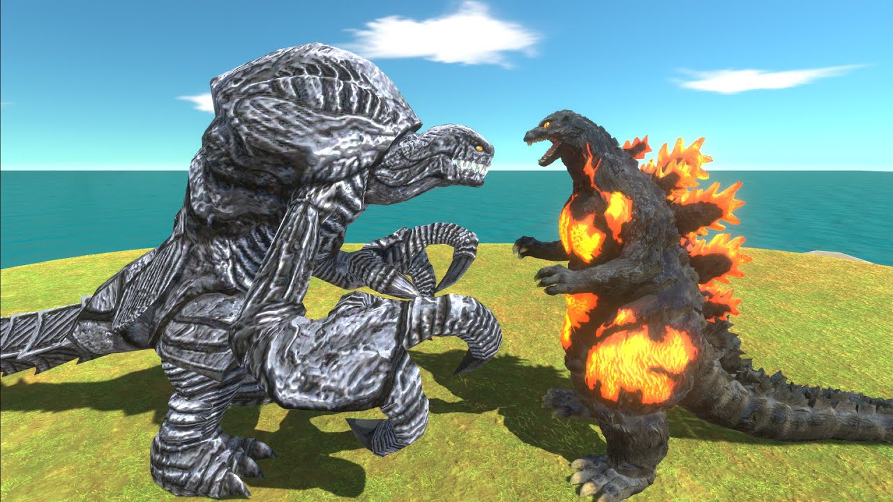 GODZILLA BURNING VS ORGA WHO WILL WIN AT THE ARENA - Animal Revolt Battle Simulator