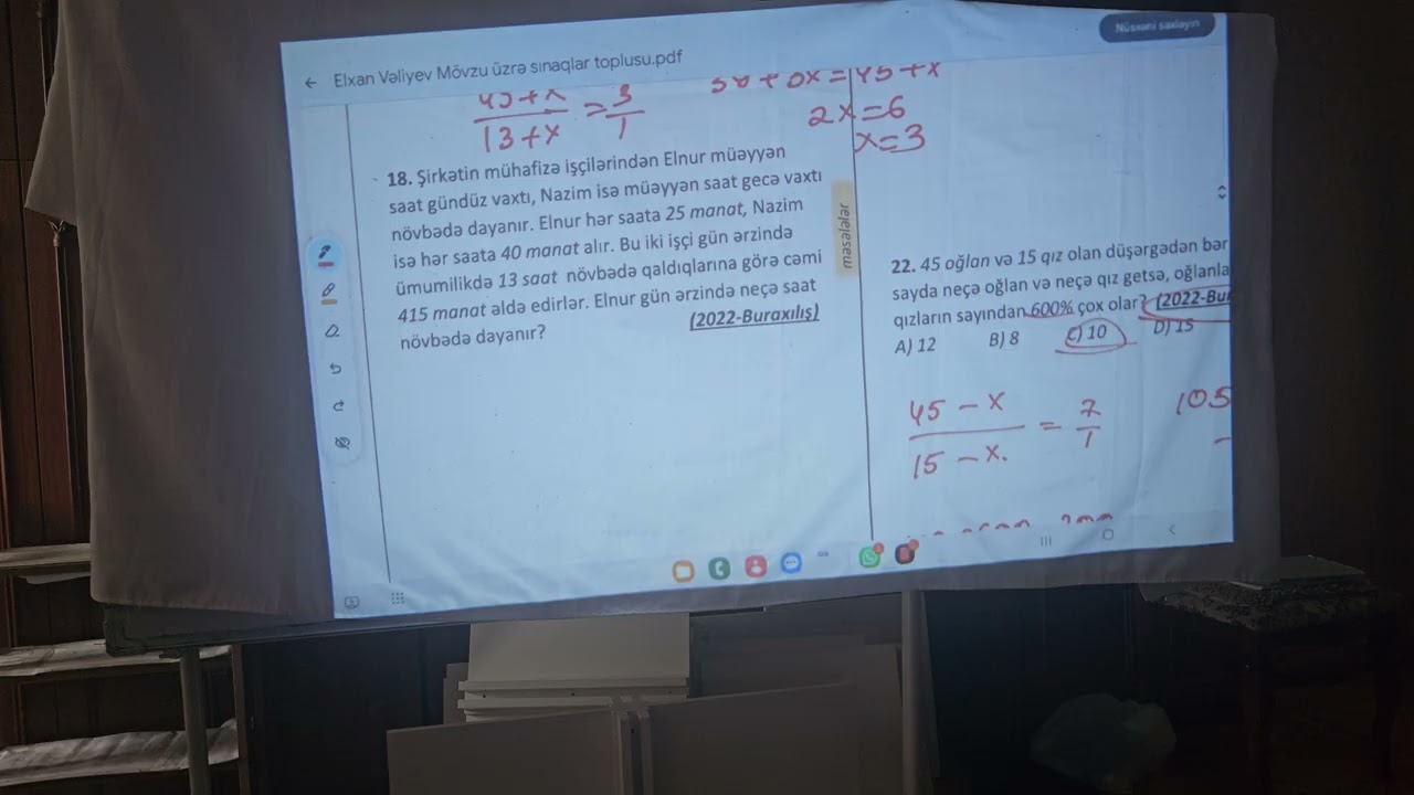 Tənlik qurmaqla məsələ həlli uşaqların sualları