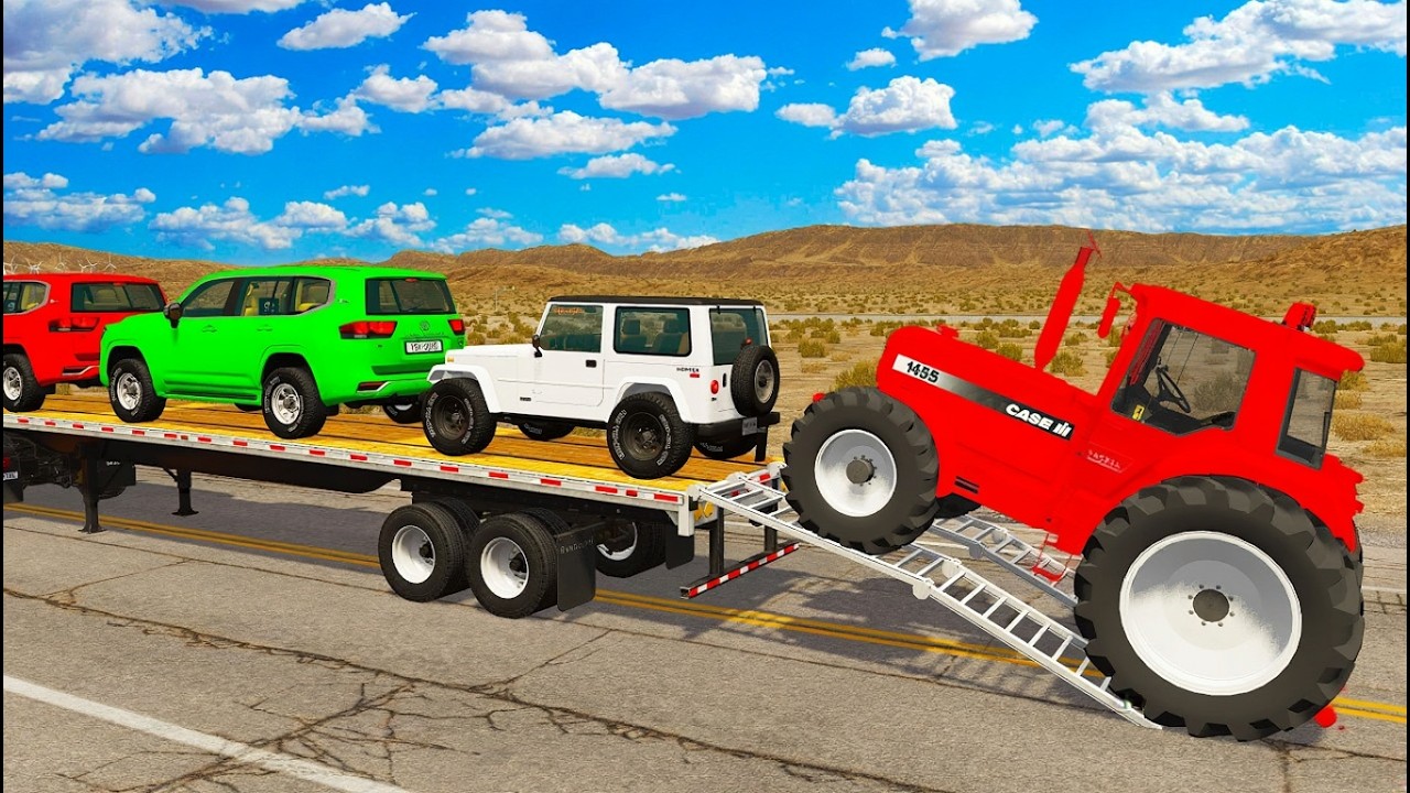Flatbed Truck Mcqueen | Transportation with Truck - Pothole vs Car #9 - BeamNG.Drive