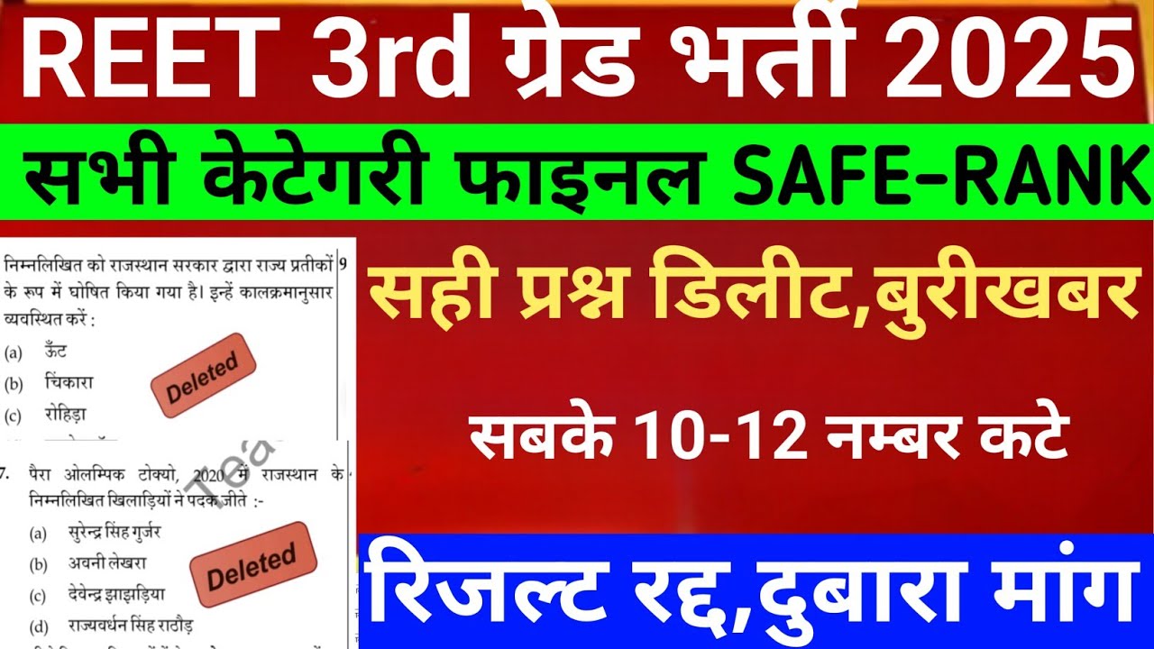  Reet 3rd grade Result 2026/Reet mains Cut-Off 2026/Reet Mains level 1 result/Reet 3rd grade result 