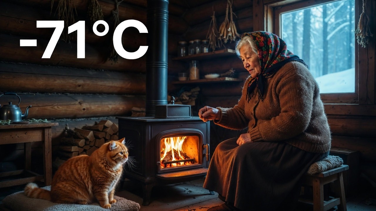 Life in a Siberian Cabin at –71°C ❄️ | An Elderly Yakut Woman & Her Cat