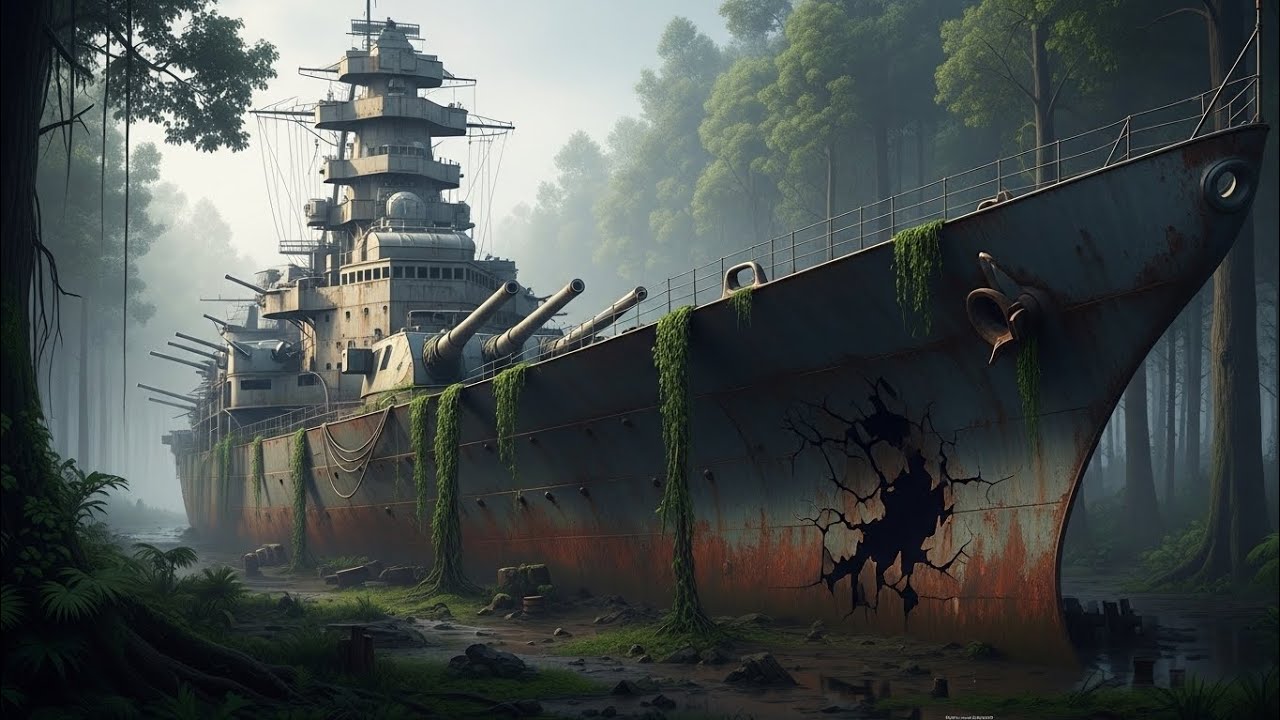 “Abandoned Tirpitz Battleship in Jungle – Rusted, Broken & Forgotten WWII Giant”