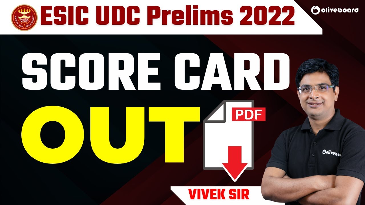 ESIC UDC Prelims Score Card 2022 OUT !!! | Download PDF