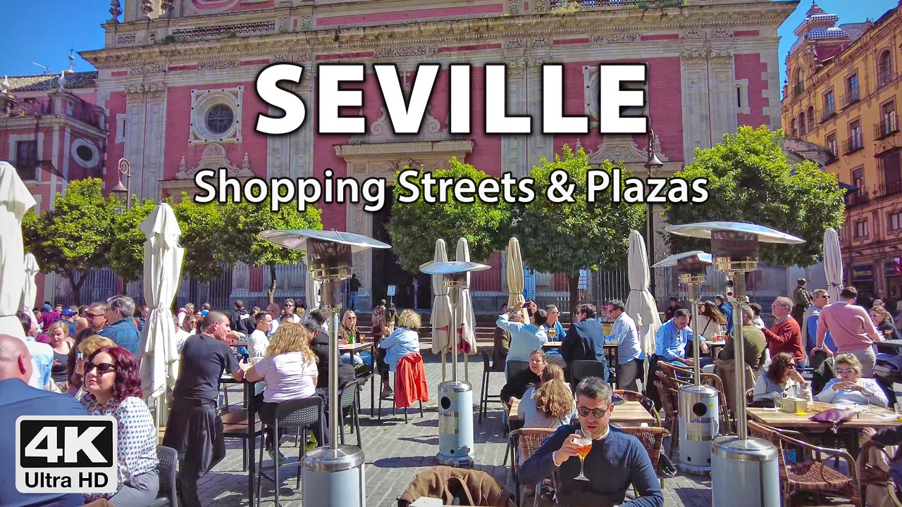 Seville's Vibrant Shopping Streets and Plazas 🛍️ Midday Walk🌞March 2025 🍻4K Virtual Walk Tour Spain