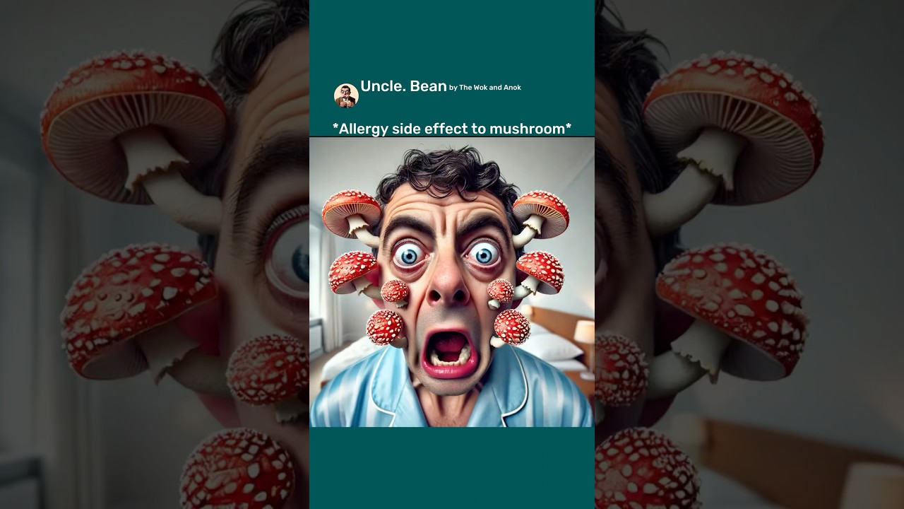 Mr bean testing special Mushroom face cleanser! Ai No Brainer #aiart #aicomedy #chatgptart #mrbean