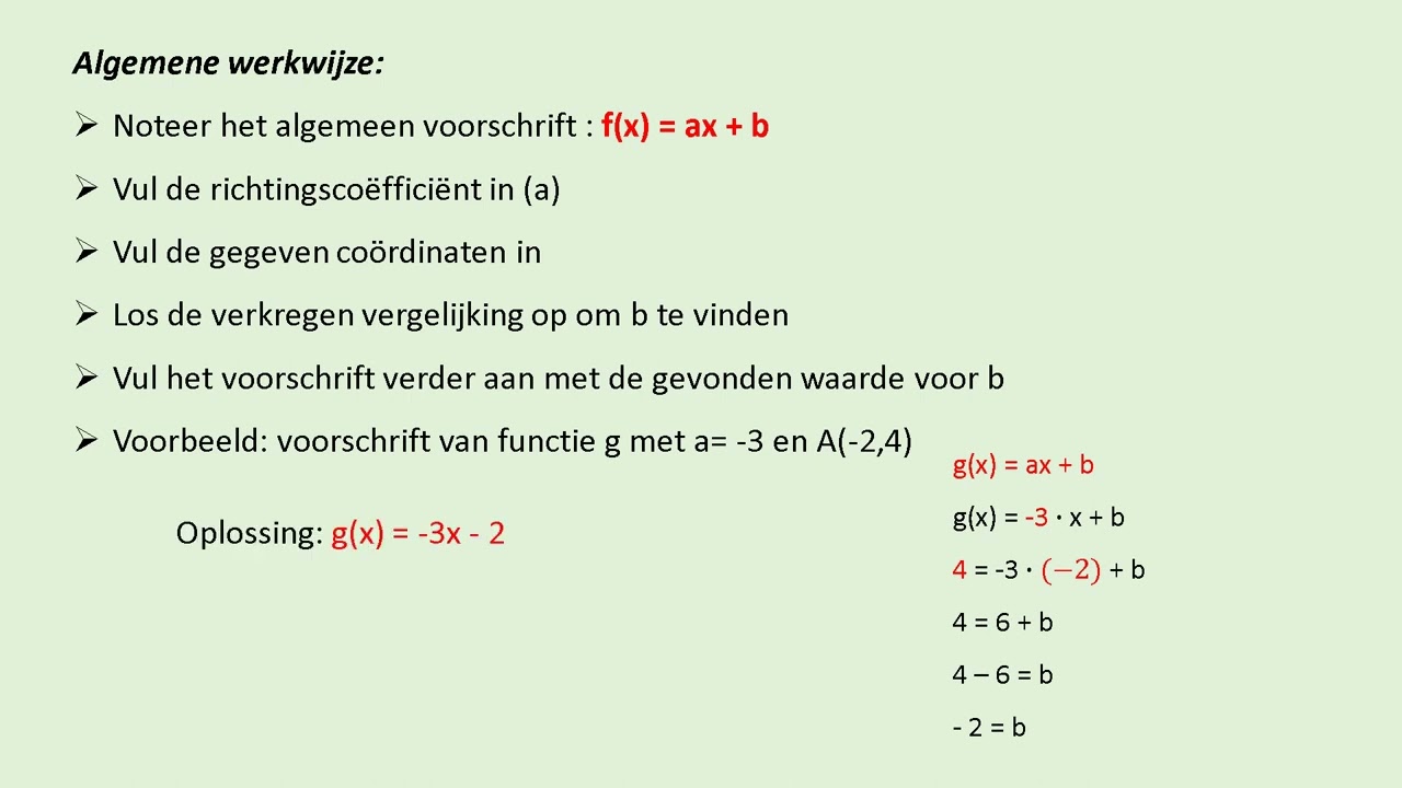 voorschrift f(x)=ax+b opstellen